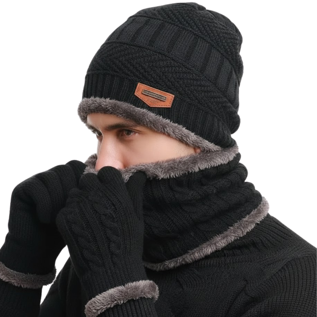 Kit Inverno Completo Touca Forrada + Luva Touch + Protetor de Pescoço Unissex