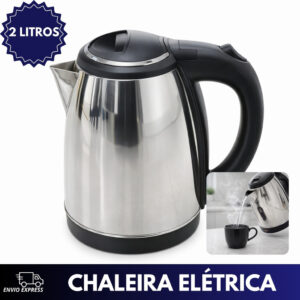 Chaleira Elétrica Inox 2 Litros Jarra Térmica Esquenta Chá Ferve Água Super Rápido 110v ou 220v