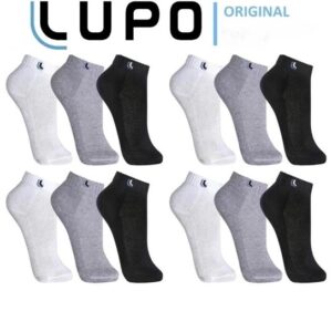 Kit 6 Pares De Meias De Algodão LUPO Para Homens E Mulheres – Corte Curto Confortável Preto  Branco Cinza Meia